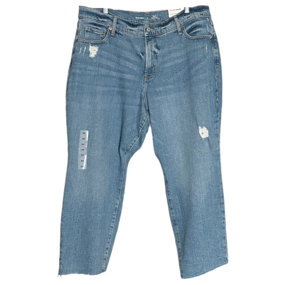 Old Navy Alma O.G. Distressed Curvy Cutoff Straight Leg Jeans Size 20 NWT